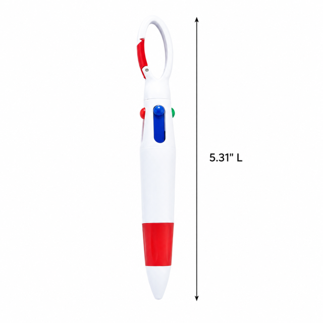 4-Color Ballpoint Pen With Carabiner