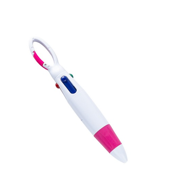 4-Color Ballpoint Pen With Carabiner