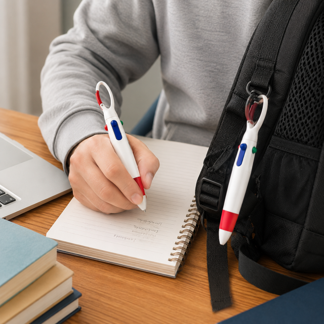 4-Color Ballpoint Pen With Carabiner