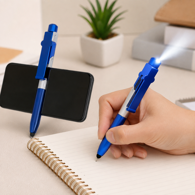 4-in-1 LED Stylus Ballpoint Pen With Phone Stand