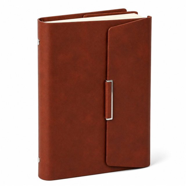 A5 Tri-fold PU Magnetic Ring Binder Organizer
