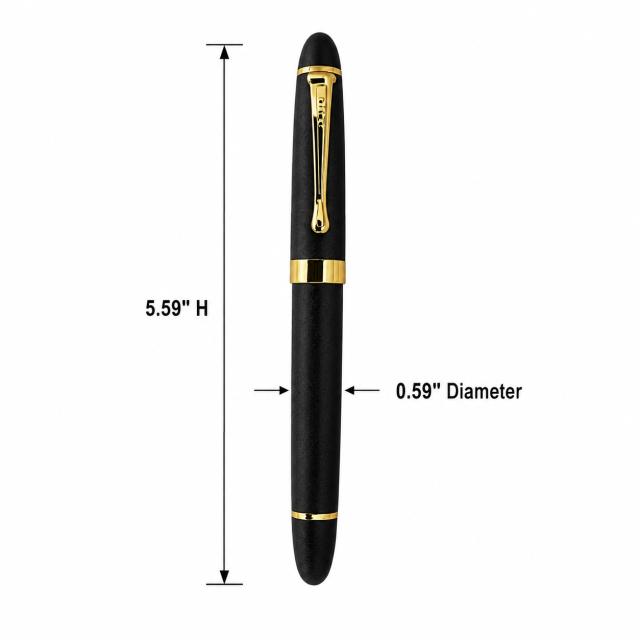All-Metal Iridium Fountain Pen With Gold Accents