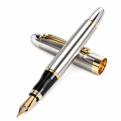 All-Metal Iridium Fountain Pen With Gold Accents