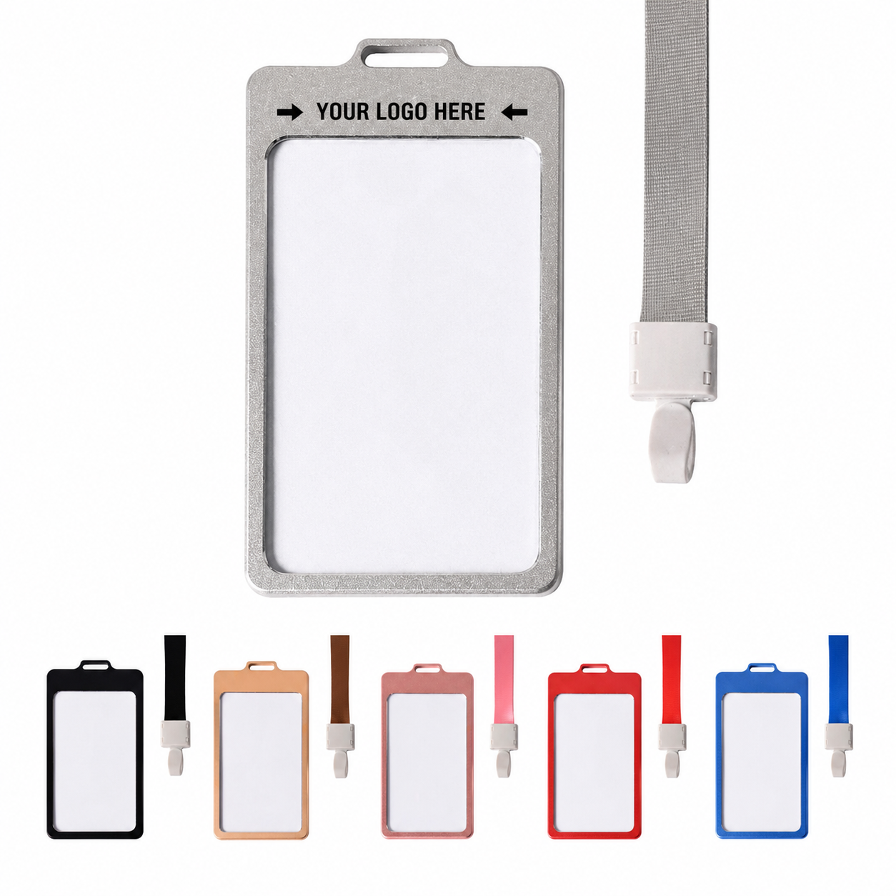 Aluminum Lanyard ID Badge Holder with PVC Card Slot