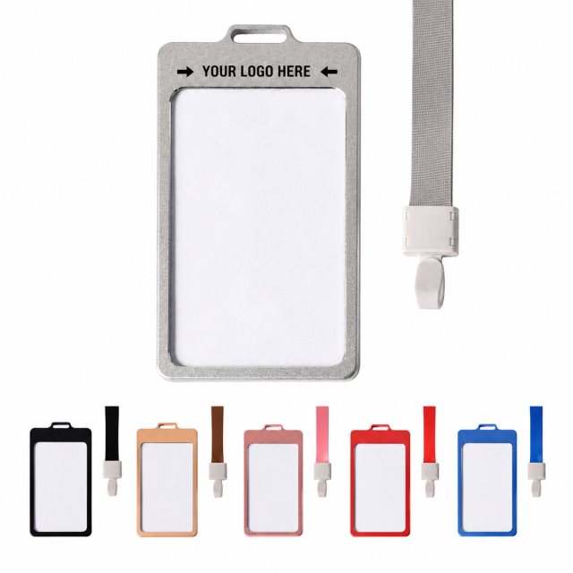 Aluminum Lanyard ID Badge Holder with PVC Card Slot