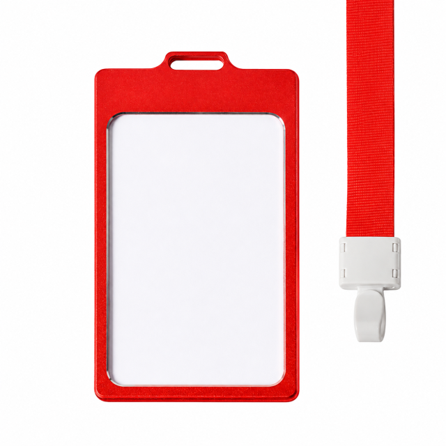 Aluminum Lanyard ID Badge Holder with PVC Card Slot