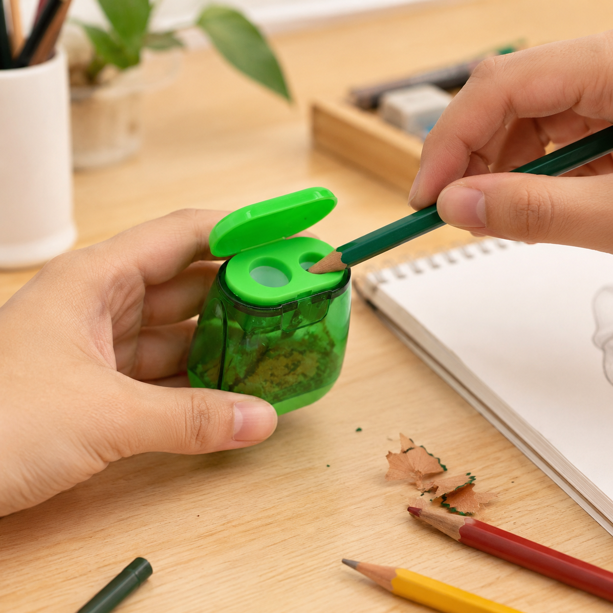 Covered Dual-Hole Pencil Sharpener