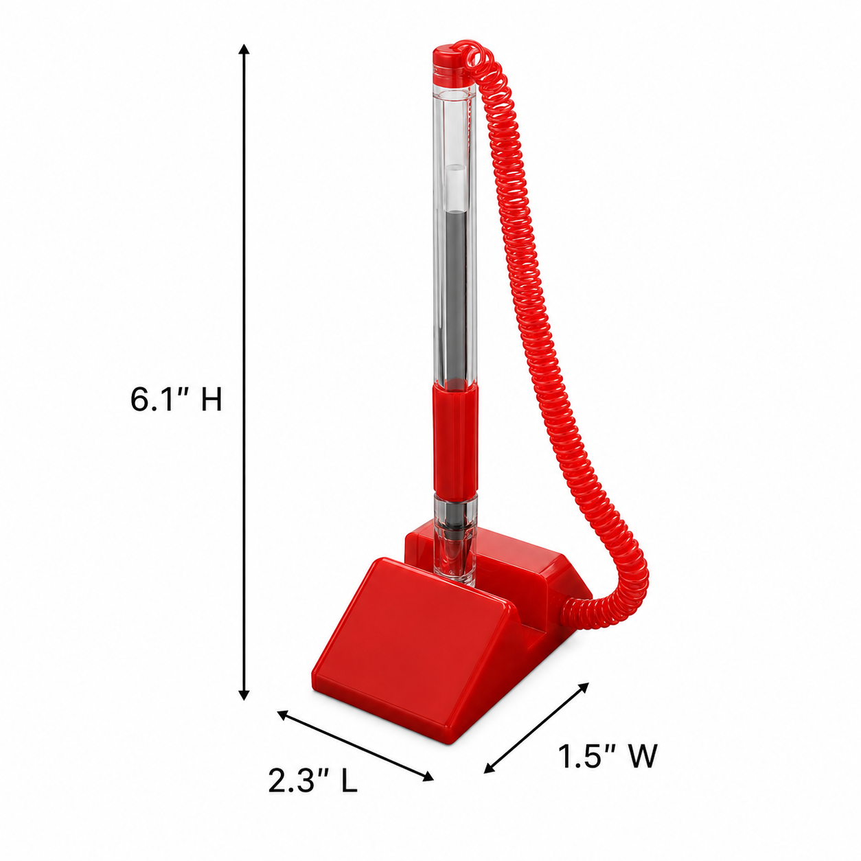 Desktop Fixed Signature Pen With Coiled Lanyard