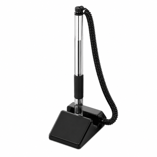 Desktop Fixed Signature Pen With Coiled Lanyard