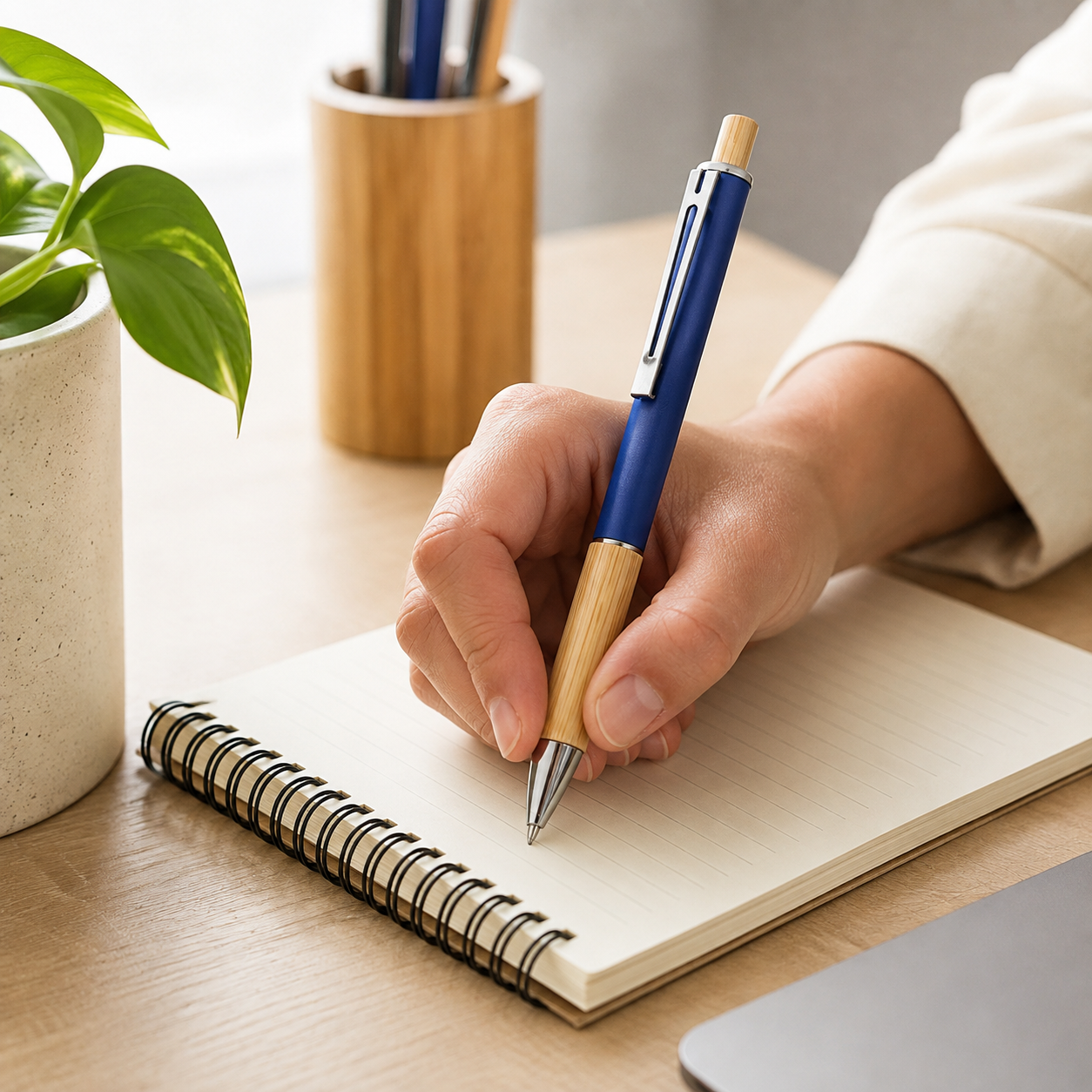 Eco-Friendly Bamboo Grip Metal Ballpoint Pen