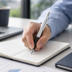 Ergonomic Plastic Ballpoint Pen With Carbide Tip