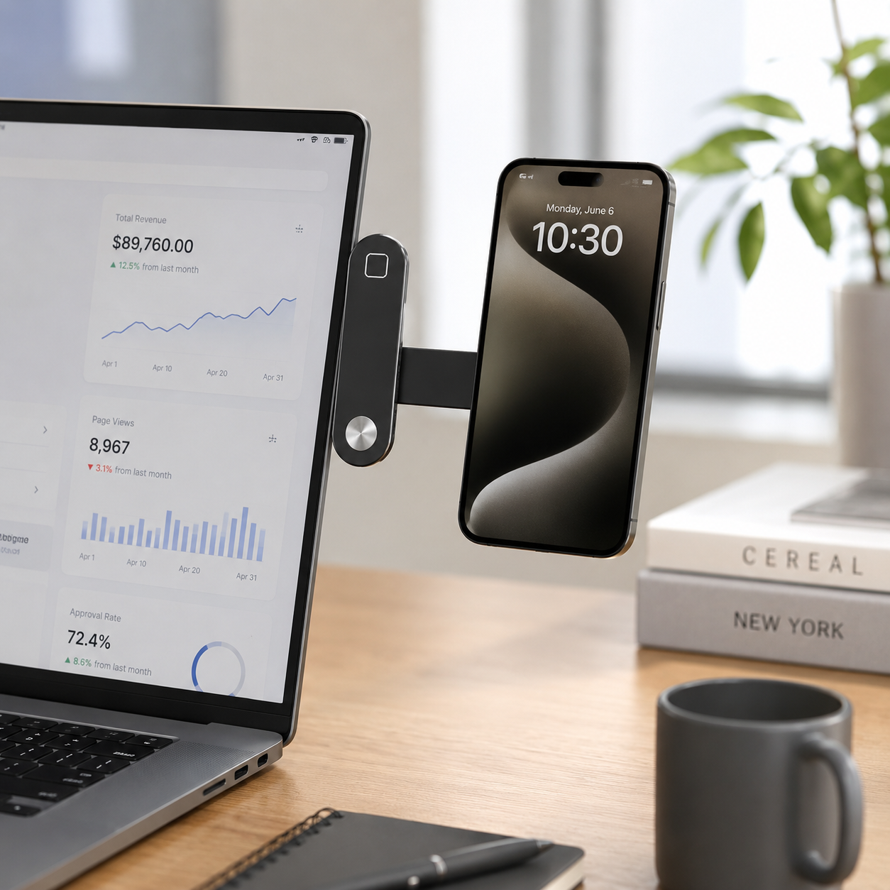 Foldable Magnetic Laptop Side-Mount Phone Holder