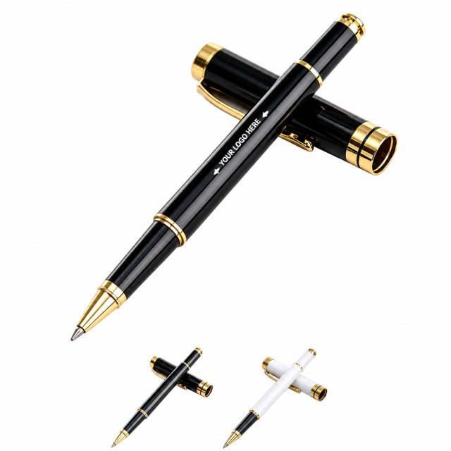 Gold Trim Metal Rollerball Business Pen