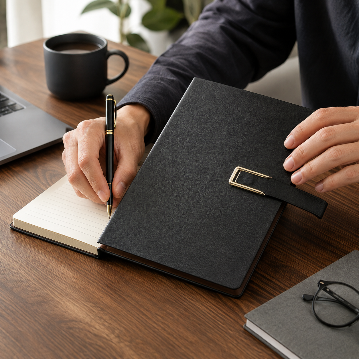 Leather Hardbound Ruled Notebook