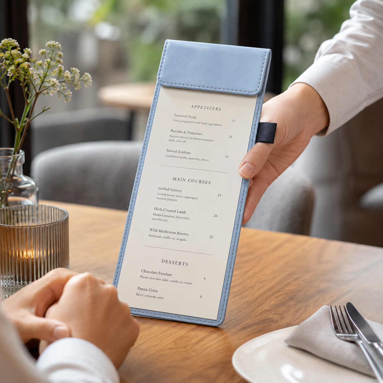 Magnetic Leather Menu Holder Clipboard