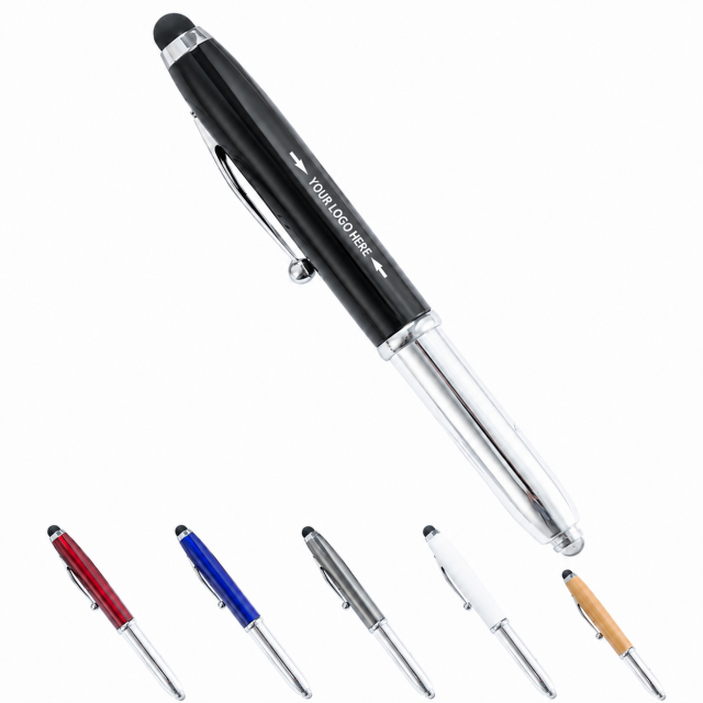 Metal LED Flashlight Stylus Pen