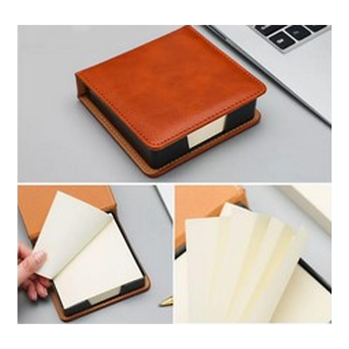 PU Leather Flip-Top Sticky Note Holder Box