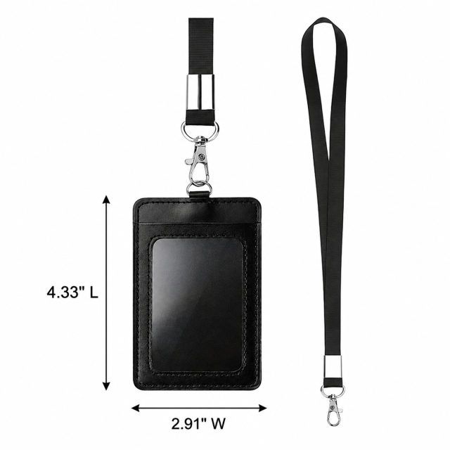 PU Leather Lanyard Badge & Card Holder