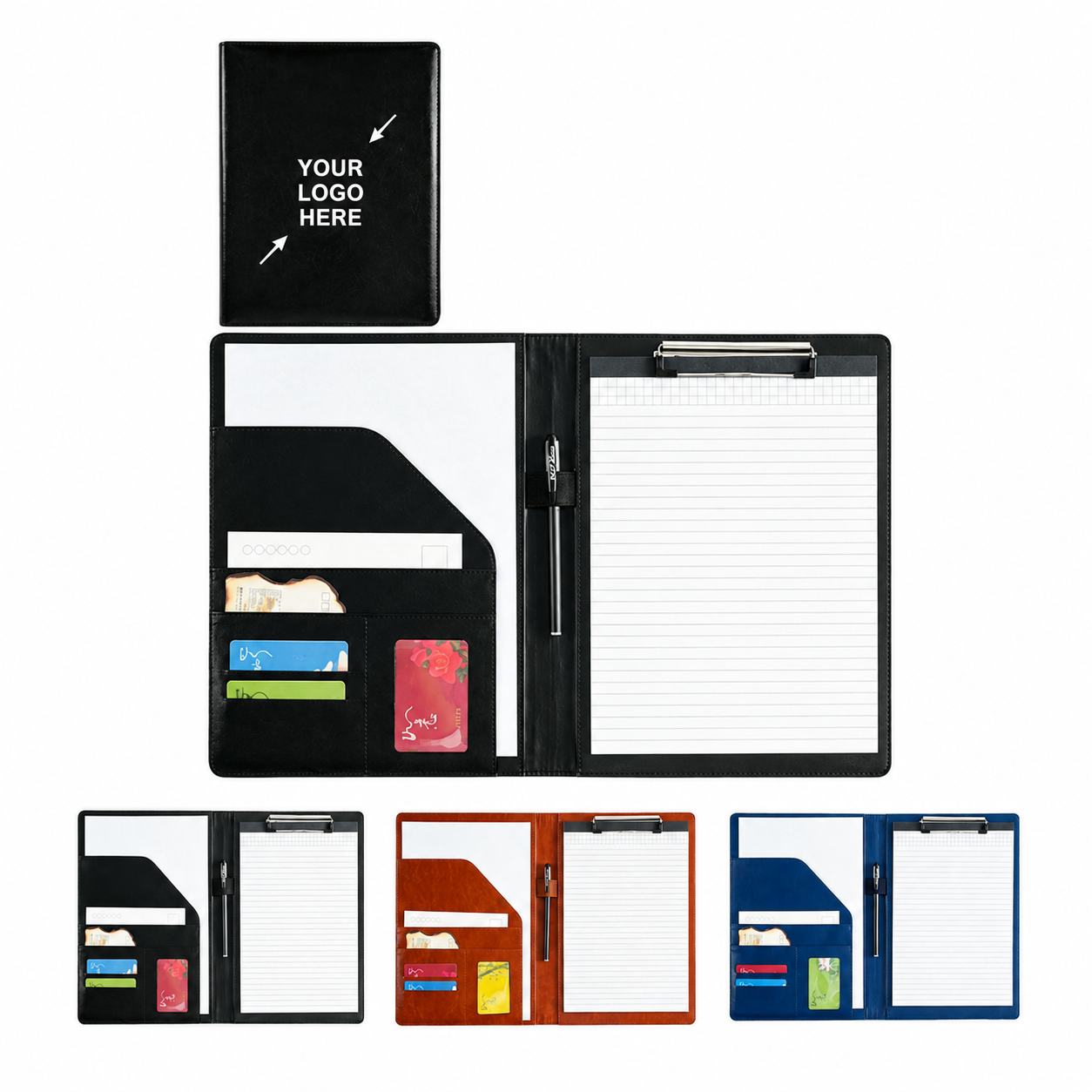 PU Leather Portfolio Clipboard Organizer