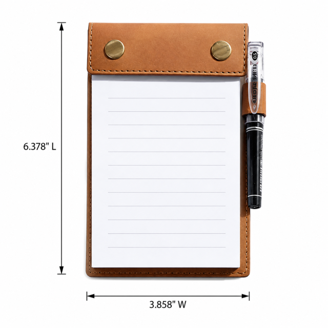 PU Leather Refillable Notepad Holder with Pen Loop