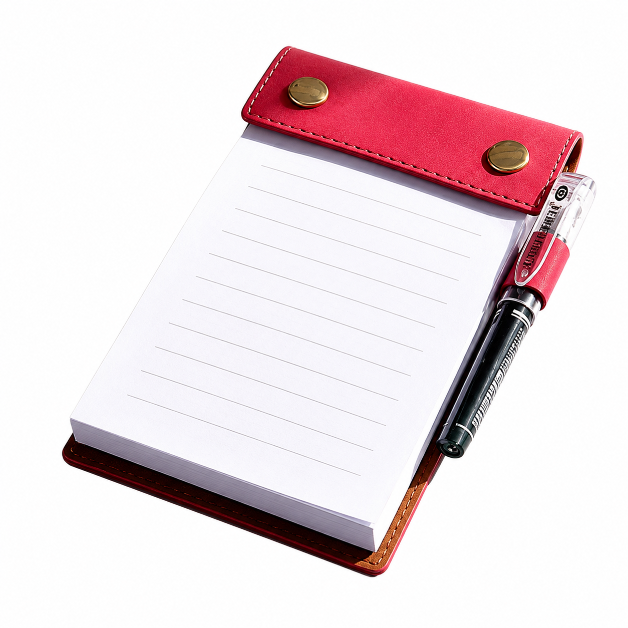 PU Leather Refillable Notepad Holder with Pen Loop