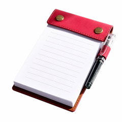 PU Leather Refillable Notepad Holder with Pen Loop