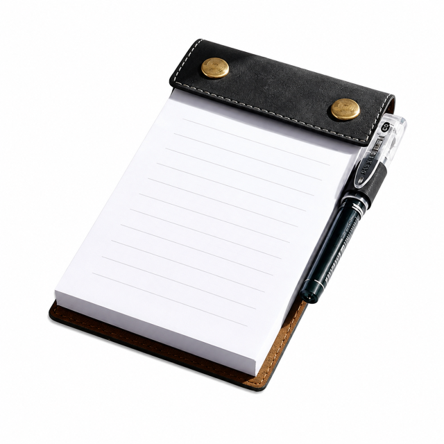 PU Leather Refillable Notepad Holder with Pen Loop