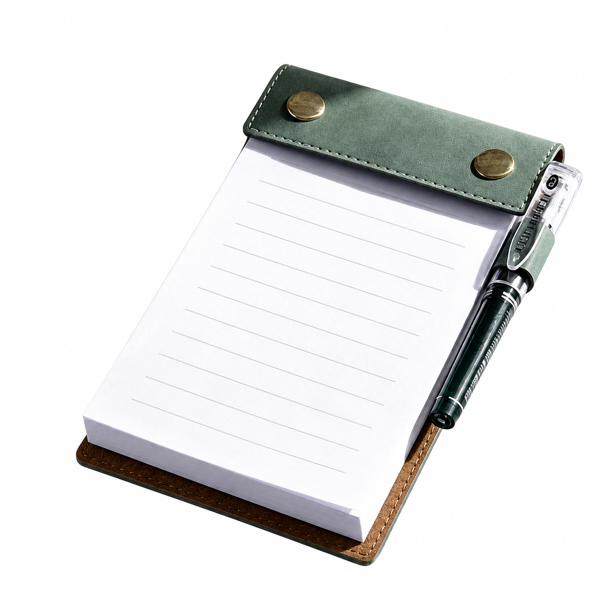 PU Leather Refillable Notepad Holder with Pen Loop