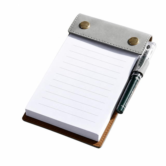 PU Leather Refillable Notepad Holder with Pen Loop