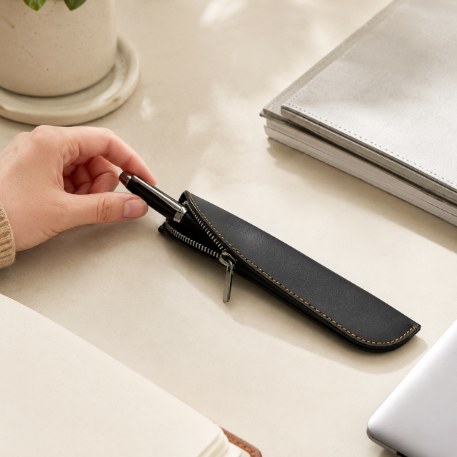 PU Leather Single Pen Protective Pouch