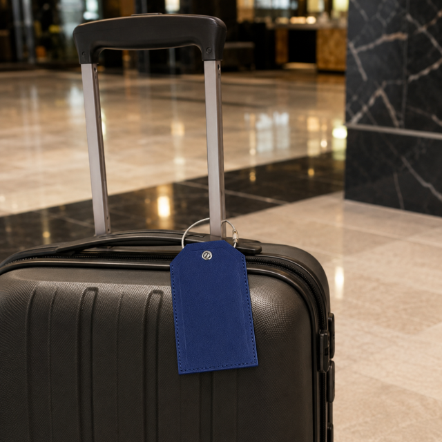 Premium Leather Luggage ID Tag With Wire Loop