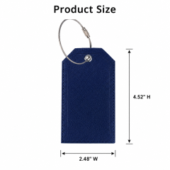 Premium Leather Luggage ID Tag With Wire Loop