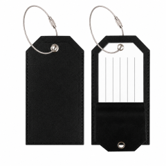 Premium Leather Luggage ID Tag With Wire Loop