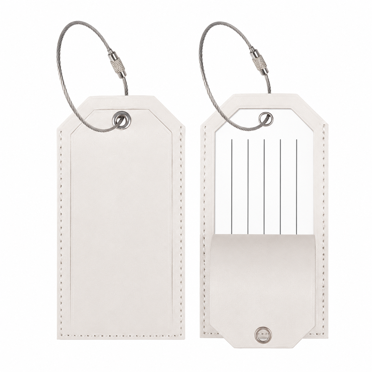 Premium Leather Luggage ID Tag With Wire Loop