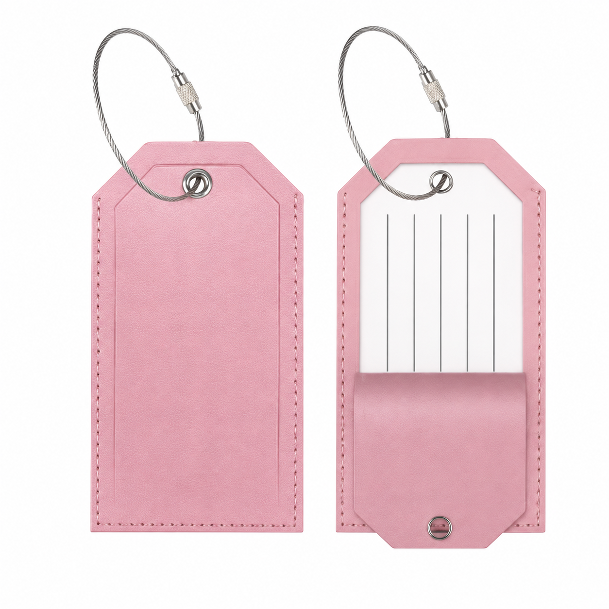 Premium Leather Luggage ID Tag With Wire Loop