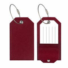 Premium Leather Luggage ID Tag With Wire Loop
