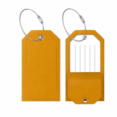 Premium Leather Luggage ID Tag With Wire Loop