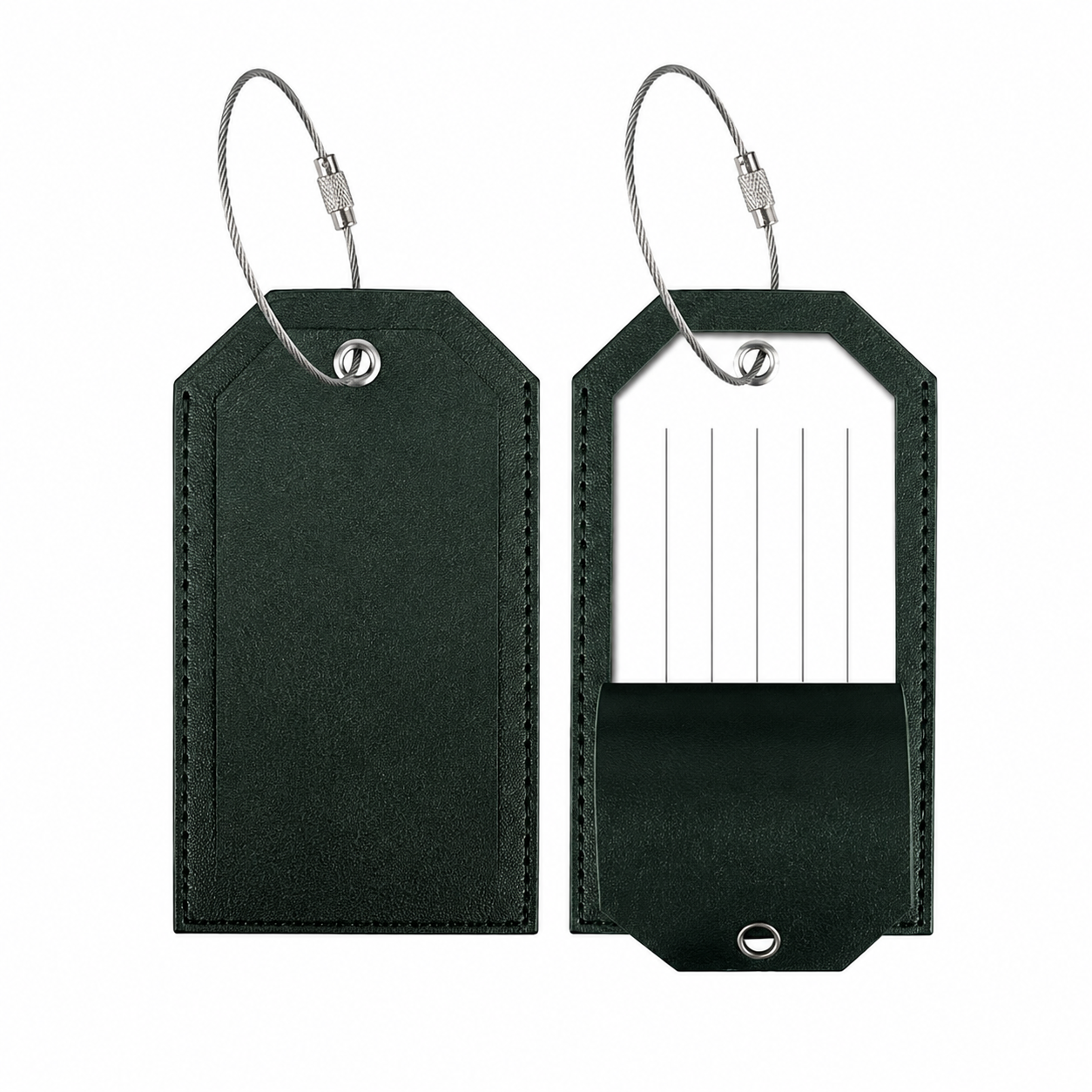 Premium Leather Luggage ID Tag With Wire Loop