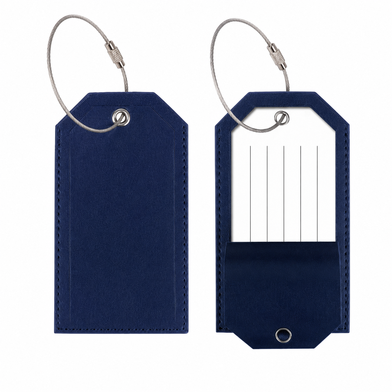 Premium Leather Luggage ID Tag With Wire Loop