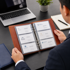 Premium PU Leather Business Card Album Organizer