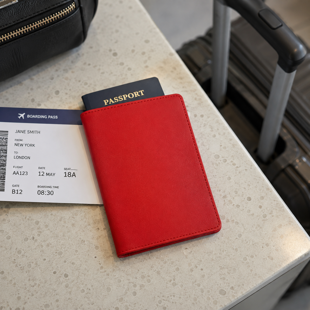 Premium PU Leather Passport ID Holder