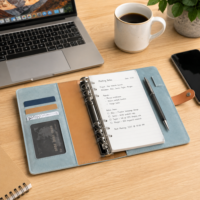 Premium Thermal Transfer PU Leather Ring Binder Notebook Cover