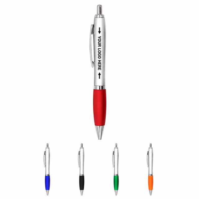 Retractable Ballpoint Pen With Rubber Grip