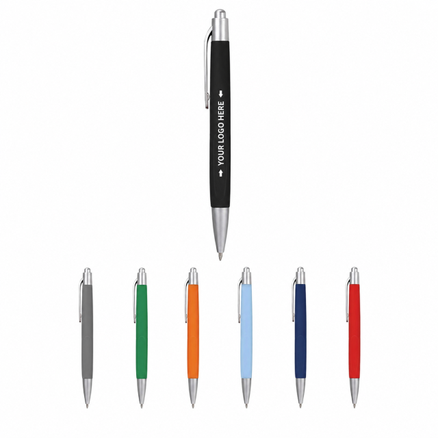 Retractable Ballpoint Pen With Rubber Grip