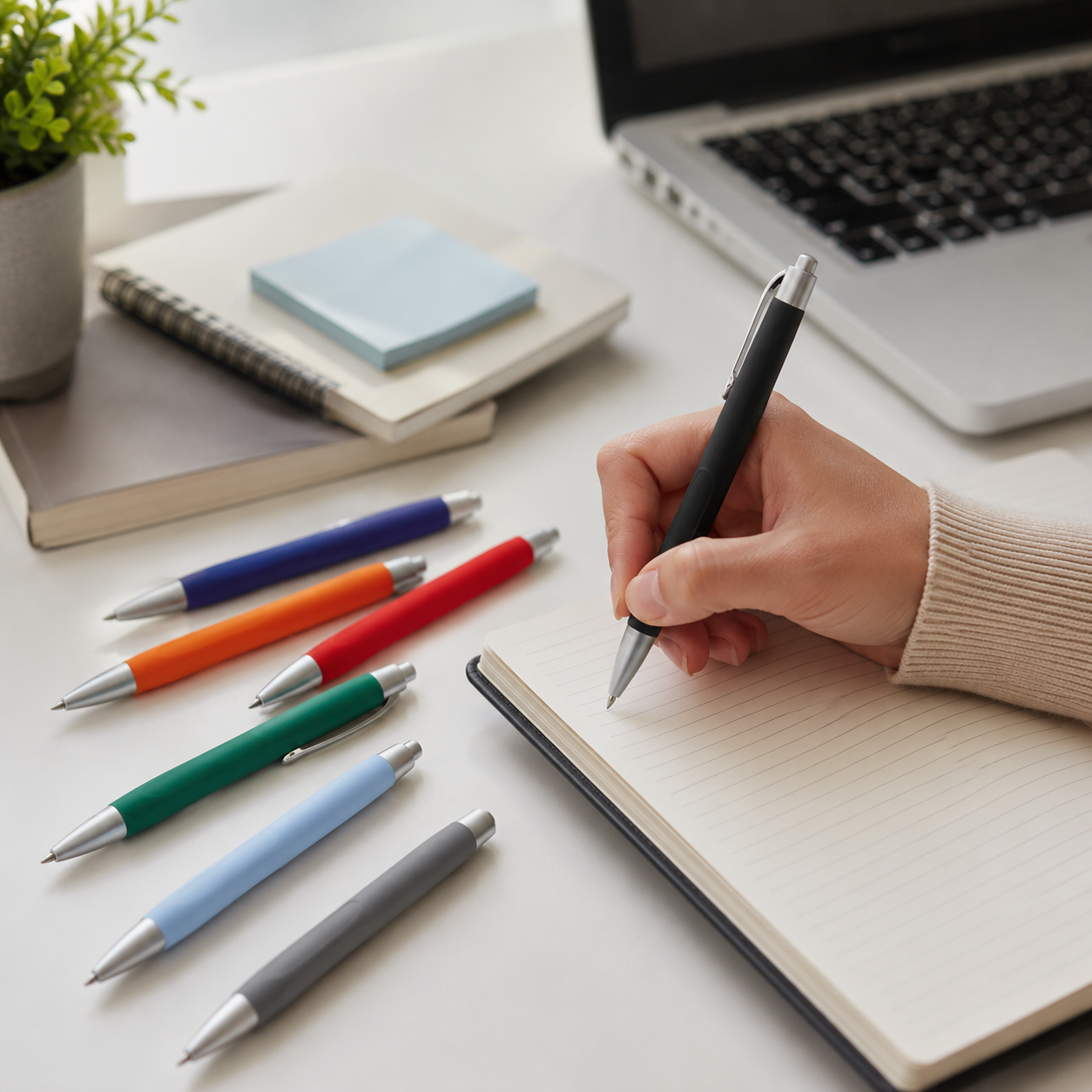 Retractable Ballpoint Pen With Rubber Grip