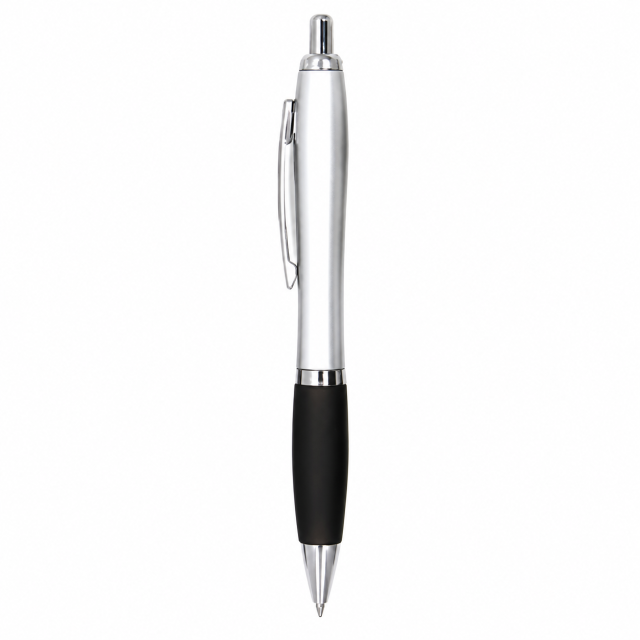 Retractable Ballpoint Pen With Rubber Grip