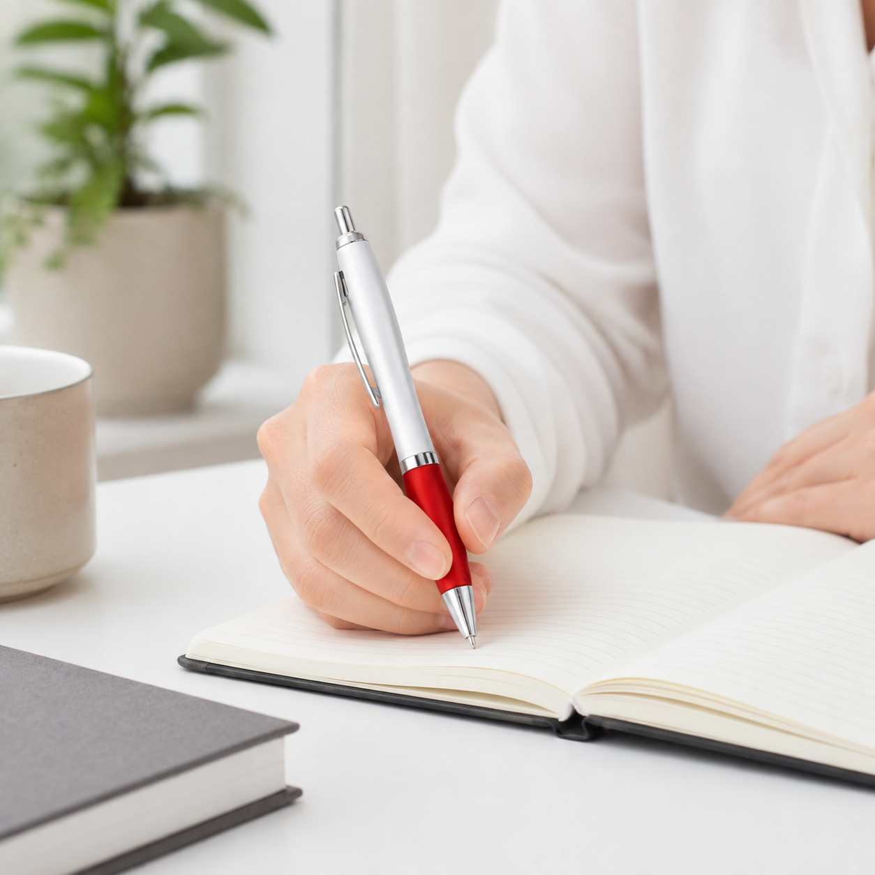 Retractable Ballpoint Pen With Rubber Grip