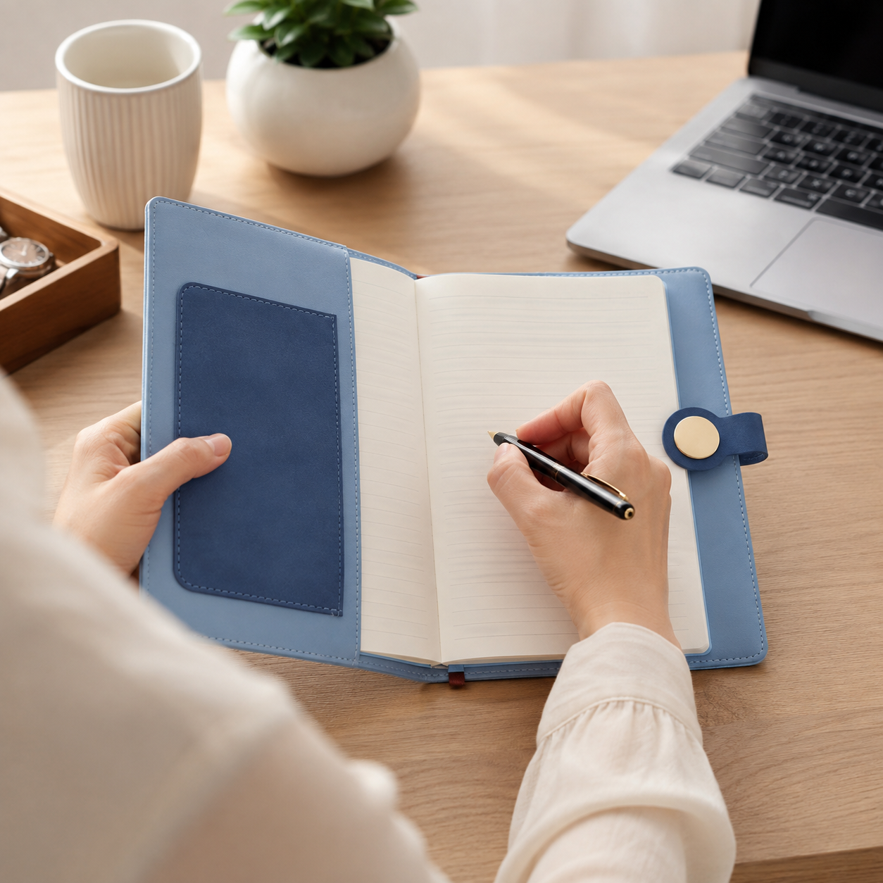 Retro Artificial Leather Lay-Flat Notebook