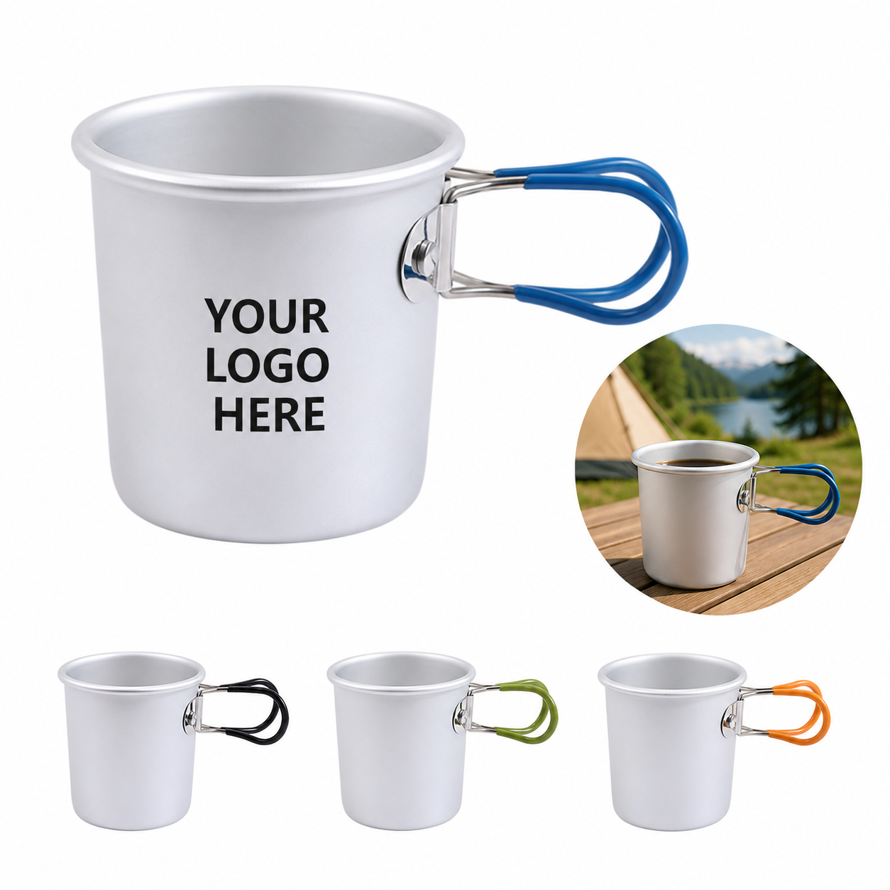 5 Oz Foldable Handle Aluminum Camping Cup