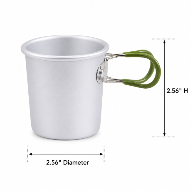 5 Oz Foldable Handle Aluminum Camping Cup